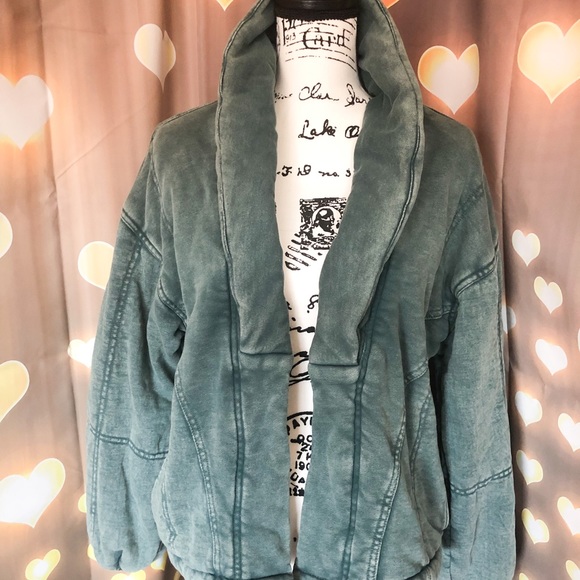 Jacket coat mineral wash blue womens - Picture 7 of 9